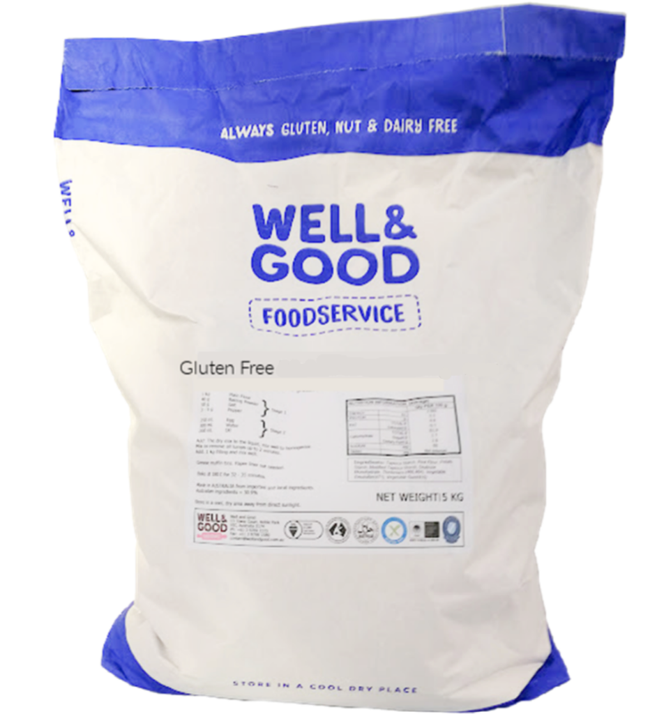CAKE MIX GLUTEN FREE SPONGE/MADEIRA/CUPCAKE MIX 15KG WELL & GOOD