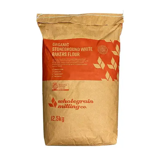 [WGOSWB12.5] FLOUR WHITE BAKERS ORGANIC STONEGROUND 12.5KG WHOLEGRAIN MILLING