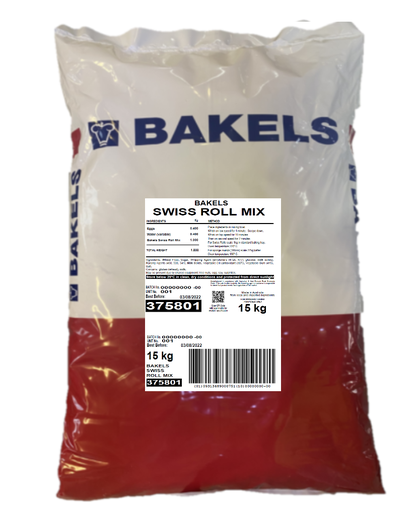 [BAK375801] CAKE MIX SPONGE SWISS ROLL 15KG BAKELS 375801