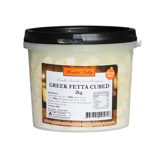 [FETADICED] FETA CHEESE TRADITIONAL CUBED 2KG GREEK WOMBAT VALLEY
